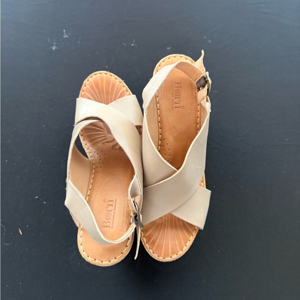 Born Cream Wedge Sandals - Picture 3 of 4